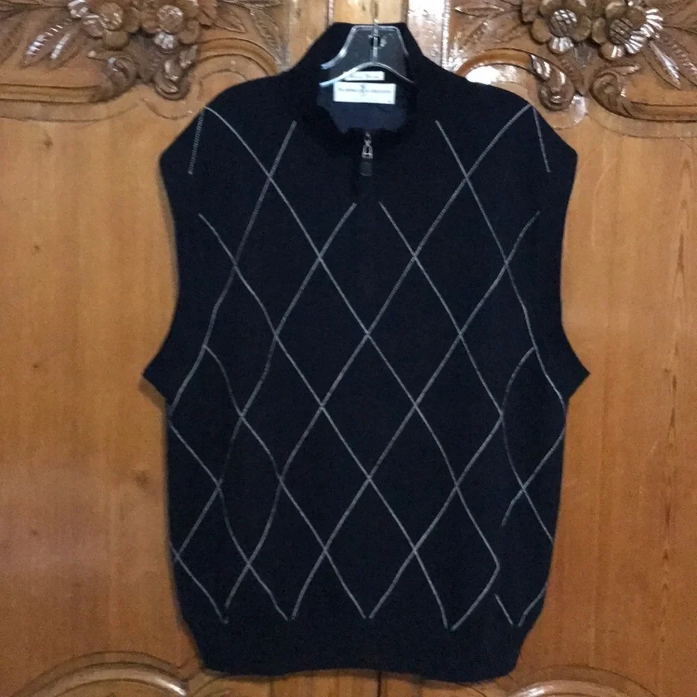 Fairway and Greene Mens 1/4 Zip  Argyle Wool Wind Vest